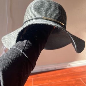 H&M Black Floppy Paper Straw Hat